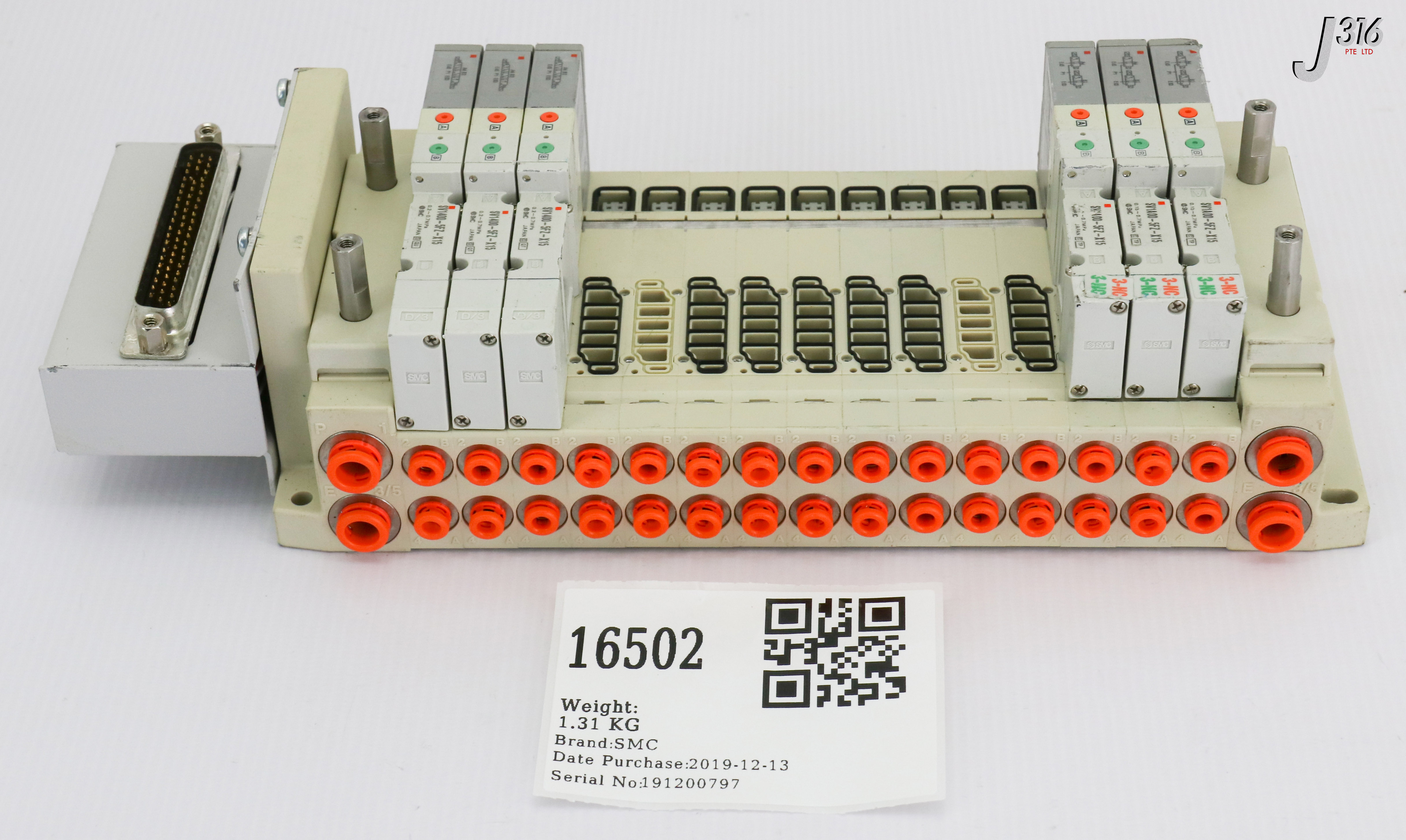 【High & Low】 16502 SMC 15 SLOTS PNEU MANF W/ 6X SOLENOID VLV AMAT SS5V1